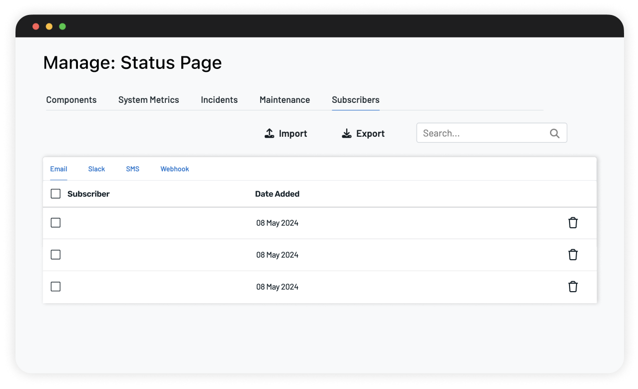 public status page